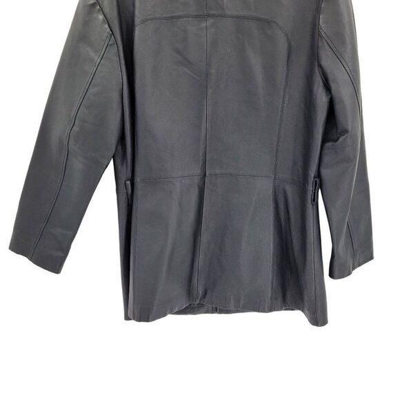 Vintage 80's Worthington Leather Jacket Sleek Moto Zip Up Collared Black L - Picture 9 of 11